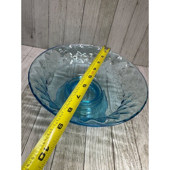 Vtg Early American Pattern Glass Bowl Footed Diamond Quilted Sky Blue 8.5" DIA - Picture 6 of 8